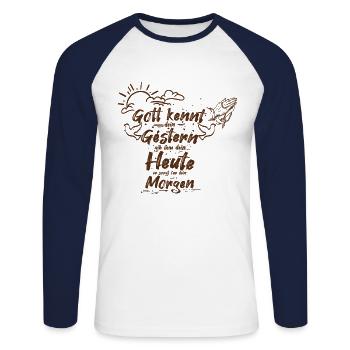 Bibelverse - Christlich - Jesus - Unisex Baseballshirt langarm - Weiß/Navy - Vorne - Nik (191cm)