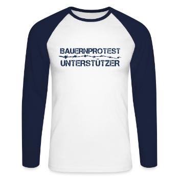 Demonstration Landwirt Protest Bauernprotest Bauer - Unisex Baseballshirt langarm - Weiß/Navy - Vorne - Nik (191cm)