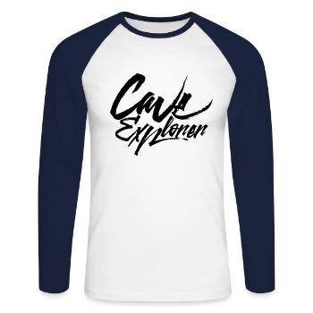 Team cave explorer cave explorer - Unisex Long Sleeve Baseball T-Shirt - white/navy - Front - Nik (191cm)