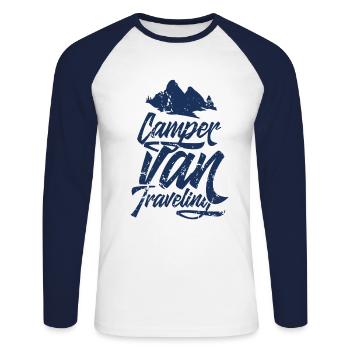 Camping-car reconstruire l'équipe maison de camping-car - T-shirt baseball manches longues Homme - blanc/marine - Devant - Nik (191cm)