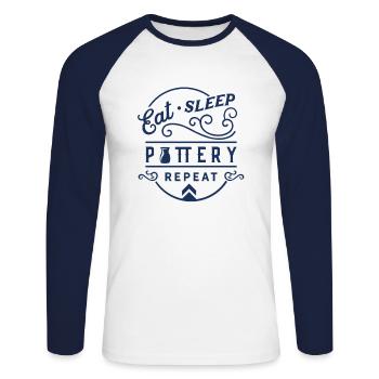 Keramik Keramiker Topf Töpferei Töpfer - Unisex Baseballshirt langarm - Weiß/Navy - Vorne - Nik (191cm)