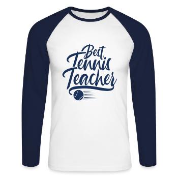 Tennis coach - Unisex Long Sleeve Baseball T-Shirt - white/navy - Front - Nik (191cm)