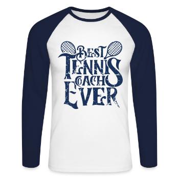 Entraîneur de tennis instructeur de tennis - T-shirt baseball manches longues Homme - blanc/marine - Devant - Nik (191cm)