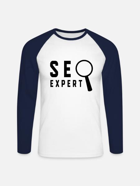 SEO expert - Unisex Long Sleeve Baseball T-Shirt - white/navy