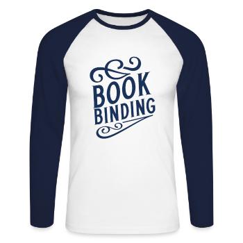 Buch binden Binder Buchbinden Buchbinder Bücher - Unisex Baseballshirt langarm - Weiß/Navy - Vorne - Nik (191cm)