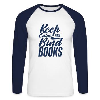 Binder Buchbinden Bücher Buchbinder Buch binden - Unisex Baseballshirt langarm - Weiß/Navy - Vorne - Nik (191cm)