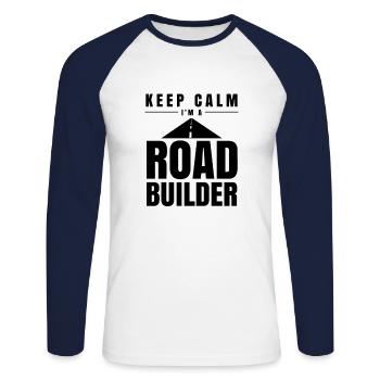 Construction de routes en asphalte constructeurs de routes - T-shirt baseball manches longues Homme - blanc/marine - Devant - Nik (191cm)