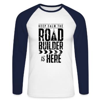 Construction workers team road construction asphalt road builders - Unisex Long Sleeve Baseball T-Shirt - white/navy - Front - Nik (191cm)