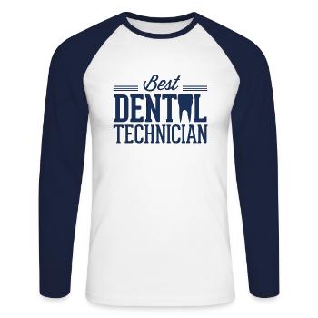 Dental Technician Team Tooth Dental Technician Technician - Unisex Long Sleeve Baseball T-Shirt - white/navy - Front - Nik (191cm)