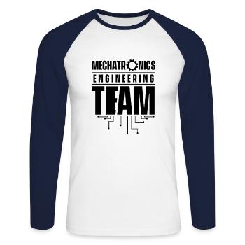 Mechatroniker - Unisex Baseballshirt langarm - Weiß/Navy - Vorne - Nik (191cm)