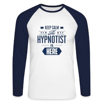 Hypnotiseur team hypnotiser hypnotique hypnose - T-shirt baseball manches longues Homme - blanc/marine - Devant - Nik (191cm)
