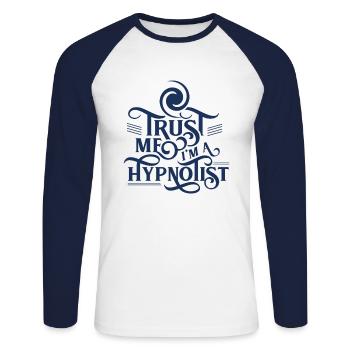 Hypnotiseur d'équipe Hypnotique Hypnotiser Hypnose - T-shirt baseball manches longues Homme - blanc/marine - Devant - Nik (191cm)