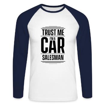 Seller car dealership car salesman automobile team - Unisex Long Sleeve Baseball T-Shirt - white/navy - Front - Nik (191cm)