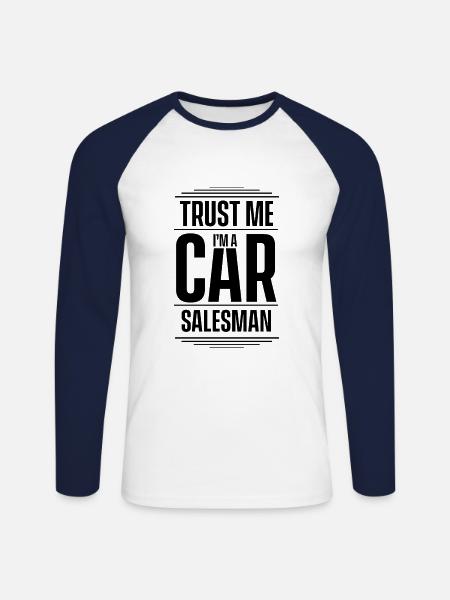Vendeur concessionnaire automobile team - T-shirt baseball manches longues Homme - blanc/marine