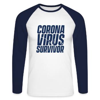 Corona Virus Wuhan Pandemic Coronavirus epidemic - Unisex Long Sleeve Baseball T-Shirt - white/navy - Front - Nik (191cm)
