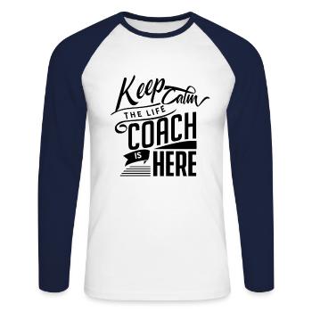 Trainer Guru Life Coach Lifestyle life coach - Unisex Long Sleeve Baseball T-Shirt - white/navy - Front - Nik (191cm)