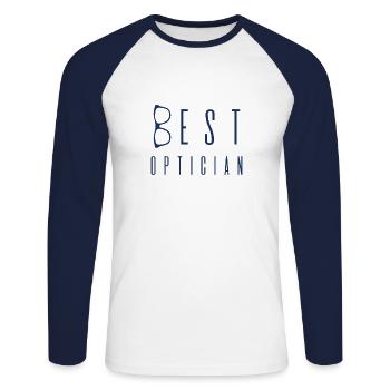 Team optics eye optician optician - Unisex Long Sleeve Baseball T-Shirt - white/navy - Front - Nik (191cm)