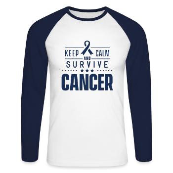 Les survivants d'une tumeur cancéreuse remportent des victoires - T-shirt baseball manches longues Homme - blanc/marine - Devant - Nik (191cm)