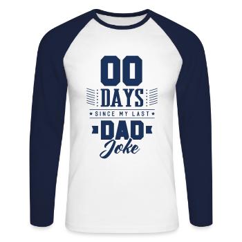 0 Tage seit letztem Dad Joke - Unisex Baseballshirt langarm - Weiß/Navy - Vorne - Nik (191cm)