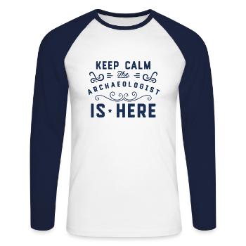Équipe fouille archéologie archéologue archéologue - T-shirt baseball manches longues Homme - blanc/marine - Devant - Nik (191cm)