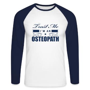 Osteopath Praxis Osteopathie Heilkunde Heilpraxis - Unisex Baseballshirt langarm - Weiß/Navy - Vorne - Nik (191cm)