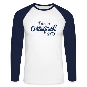 Ich bin Osteopath - Unisex Baseballshirt langarm - Weiß/Navy - Vorne - Nik (191cm)