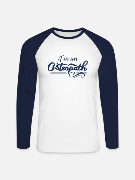 Ich bin Osteopath - Unisex Long Sleeve Baseball T-Shirt - white/navy