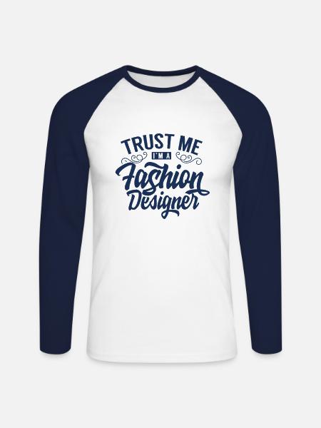 Design Modedesigner Fashion Modedesign Mode - Unisex Baseballshirt langarm - Weiß/Navy