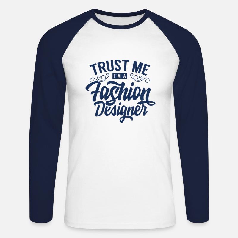 Design Modedesigner Fashion Modedesign Mode - Unisex Baseballshirt langarm - Weiß/Navy