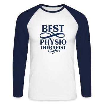 Physiotherapist - Unisex Long Sleeve Baseball T-Shirt - white/navy - Front - Nik (191cm)