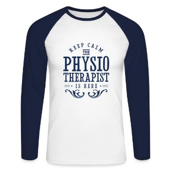Physiotherapist profession - Unisex Long Sleeve Baseball T-Shirt - white/navy - Front - Nik (191cm)