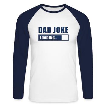 Dad Joke - Unisex Baseballshirt langarm - Weiß/Navy - Vorne - Nik (191cm)