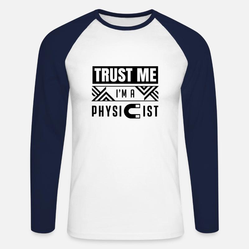 Physik - Unisex Baseballshirt langarm - Weiß/Navy