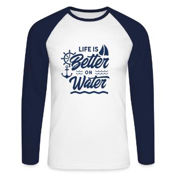 Sailboat - Unisex Long Sleeve Baseball T-Shirt - white/navy - Front - Nik (191cm)