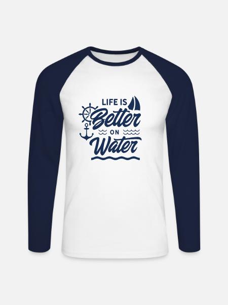 Sailboat - Unisex Long Sleeve Baseball T-Shirt - white/navy