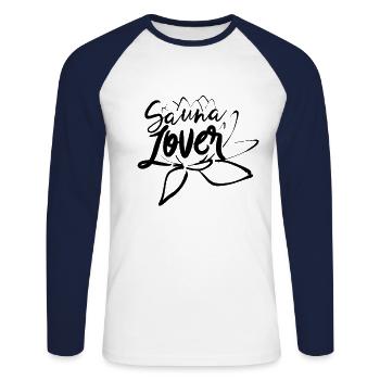 Saunieren Schwitzen Sauna Spa Liebhaber Wellness - Unisex Baseballshirt langarm - Weiß/Navy - Vorne - Nik (191cm)