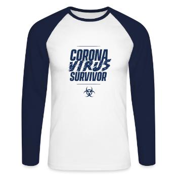 Anti Coronavirus Pandemie Corona Virus Epidemie - Unisex Baseballshirt langarm - Weiß/Navy - Vorne - Nik (191cm)