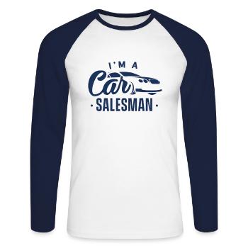 Buying cars, selling car dealerships, selling cars - Unisex Long Sleeve Baseball T-Shirt - white/navy - Front - Nik (191cm)