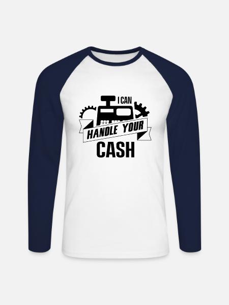 Caissier réception caissier caissier caissier - T-shirt baseball manches longues Homme - blanc/marine