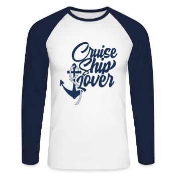 Cruise ship - Unisex Long Sleeve Baseball T-Shirt - white/navy - Front - Nik (191cm)