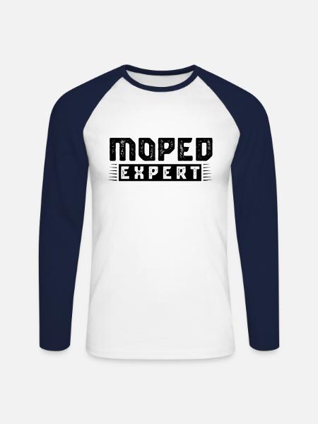 Moped Experte - Unisex Baseballshirt langarm - Weiß/Navy