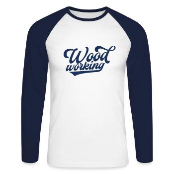 Team Holzarbeiter Holzfäller Holzarbeit Baumfäller - Unisex Baseballshirt langarm - Weiß/Navy - Vorne - Nik (191cm)