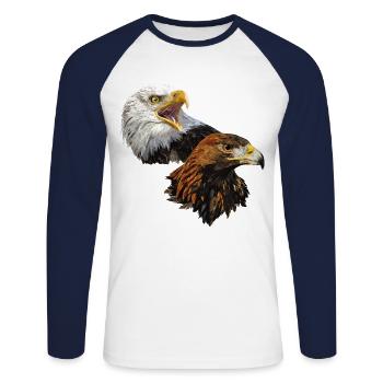 American Pigargo and Golden Eagle - Unisex Long Sleeve Baseball T-Shirt - white/navy - Front - Nik (191cm)