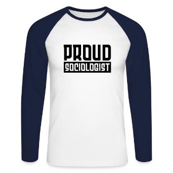 Profession sociologie société étudiante sociologue - T-shirt baseball manches longues Homme - blanc/marine - Devant - Nik (191cm)