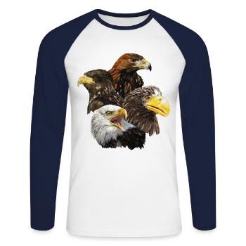Pigargos et Eagle - T-shirt baseball manches longues Homme - blanc/marine - Devant - Nik (191cm)