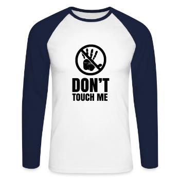 Nicht anfassen - Unisex Baseballshirt langarm - Weiß/Navy - Vorne - Nik (191cm)