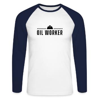 Oil workers offshore drilling platform oil rig - Unisex Long Sleeve Baseball T-Shirt - white/navy - Front - Nik (191cm)