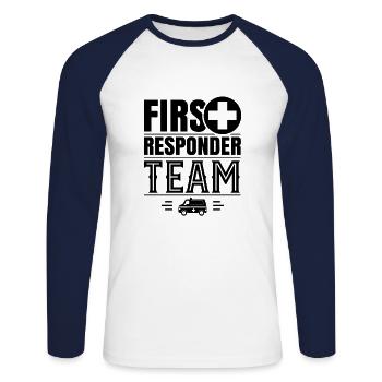 Équipe de premiers intervenants Aide des premiers intervenants d'urgence - T-shirt baseball manches longues Homme - blanc/marine - Devant - Nik (191cm)