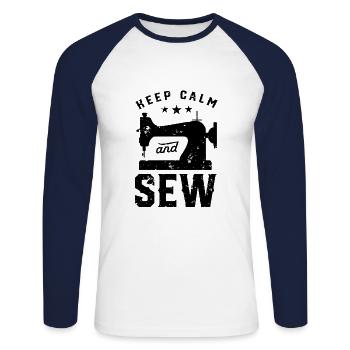 Sewing seamstress tailor seamstress tailoring - Unisex Long Sleeve Baseball T-Shirt - white/navy - Front - Nik (191cm)