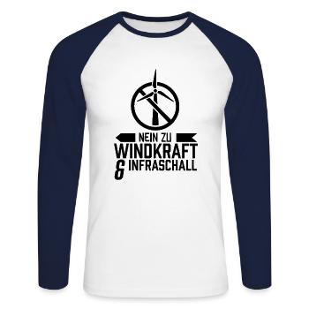 Nein zu Windkraft & Infraschall Windkraftgegner - Unisex Baseballshirt langarm - Weiß/Navy - Vorne - Nik (191cm)